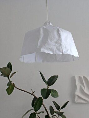 Wabi Sabi Artisan Handmade Large Paper Pendant Bell Lampshade White